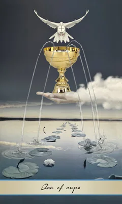 Ace of Cups card from the Lotus Tarot deck