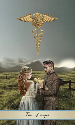 Two of Cups card from the Lotus Tarot deck