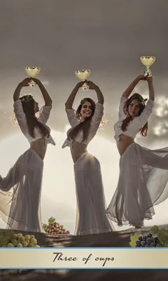 Three of Cups card from the Lotus Tarot deck