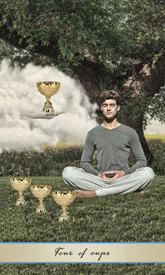 Four of Cups card from the Lotus Tarot deck