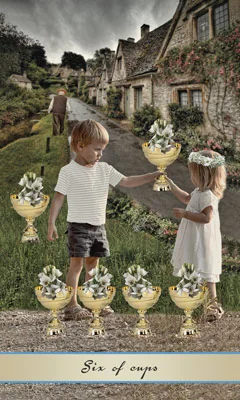Six of Cups card from the Lotus Tarot deck