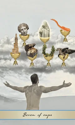 Seven of Cups card from the Lotus Tarot deck
