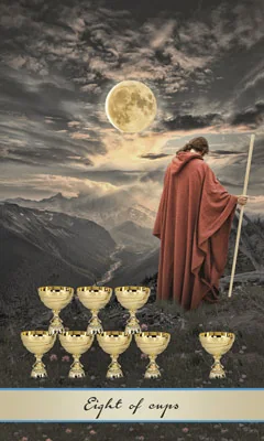 Eight of Cups card from the Lotus Tarot deck
