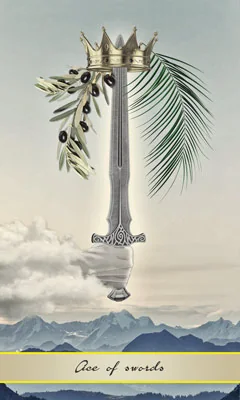 Ace of Swords card from the Lotus Tarot deck