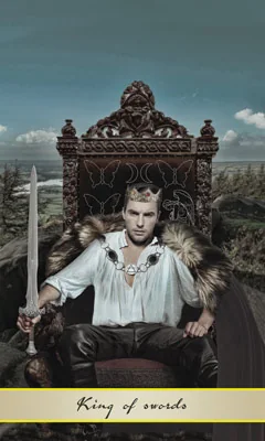 King of Swords card from the Lotus Tarot deck