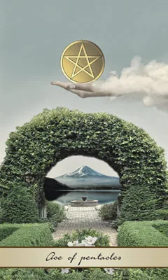 Ace of Pentacles card from the Lotus Tarot deck