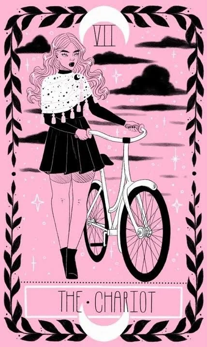 The Chariot card from the Lovely Omens Tarot deck