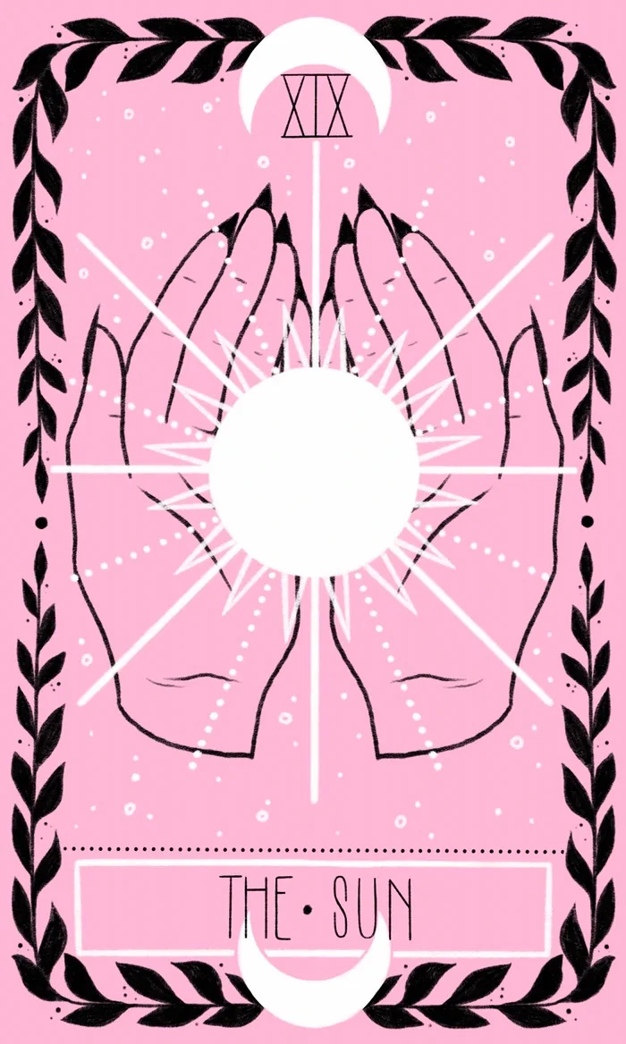 The Sun card from the Lovely Omens Tarot deck