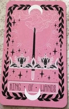 King of Wands card from the Lovely Omens Tarot deck