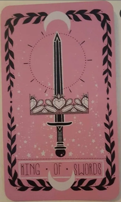King of Swords card from the Lovely Omens Tarot deck