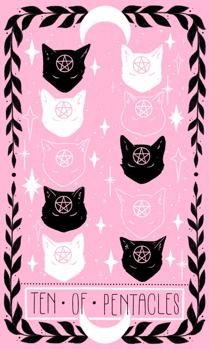 10 of Pentacles card from the Lovely Omens Tarot deck