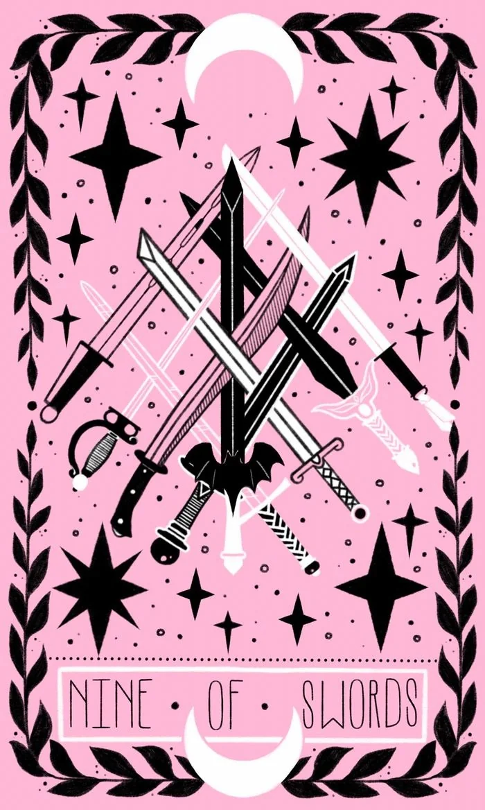 Nine of Swords - Lovely Omens Tarot - Tarot Deck by Keely Parks
