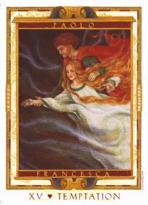 The Lover’s Path Tarot Review 4 Temptation XV card from The Lover’s Path Tarot deck