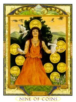 Nine of Coins - The Lover’s Path Tarot - Tarot Deck by Kris Waldherr