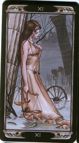 Justice card from the Ludy Lescot Tarot deck