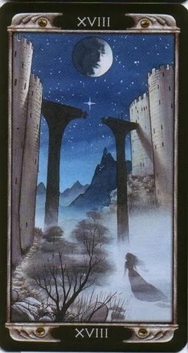 The Moon card from the Ludy Lescot Tarot deck