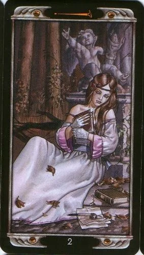 2 of Wands card from the Ludy Lescot Tarot deck