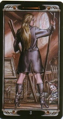 3 of Wands card from the Ludy Lescot Tarot deck