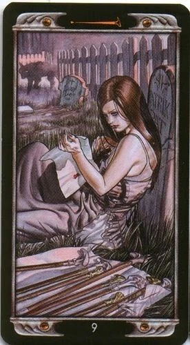 9 of Wands card from the Ludy Lescot Tarot deck