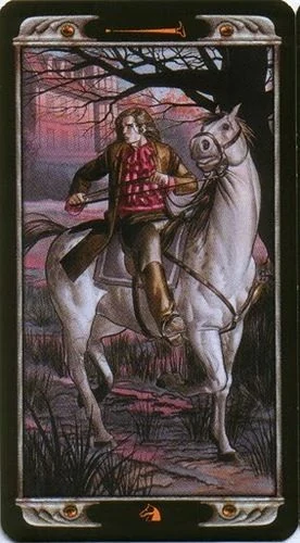 Knight of Wands card from the Ludy Lescot Tarot deck