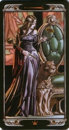 Queen of Wands card from the Ludy Lescot Tarot deck
