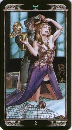 2 of Cups card from the Ludy Lescot Tarot deck
