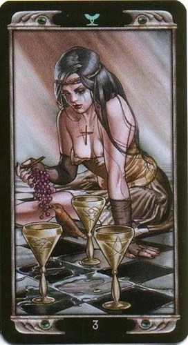 3 of Cups card from the Ludy Lescot Tarot deck