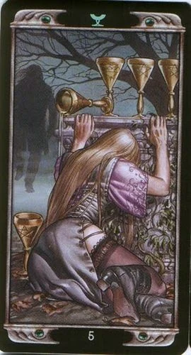 5 of Cups card from the Ludy Lescot Tarot deck