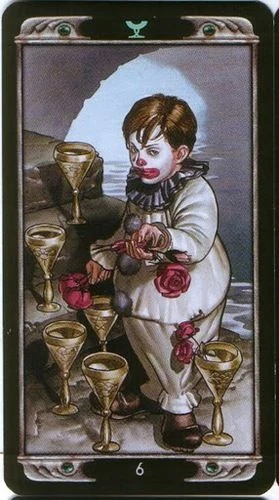 6 of Cups card from the Ludy Lescot Tarot deck
