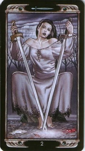 2 of Swords card from the Ludy Lescot Tarot deck