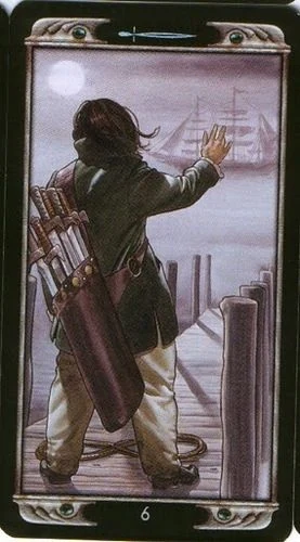 6 of Swords card from the Ludy Lescot Tarot deck