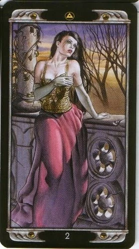 2 of Pentacles card from the Ludy Lescot Tarot deck