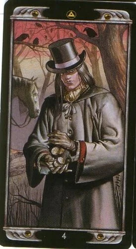 4 of Pentacles card from the Ludy Lescot Tarot deck