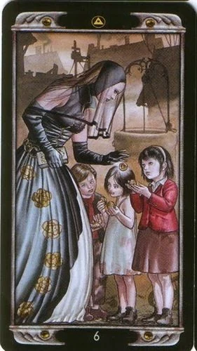 6 of Pentacles card from the Ludy Lescot Tarot deck