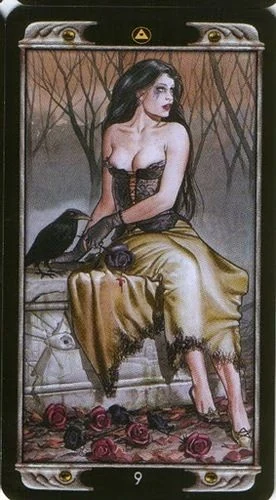 9 of Pentacles card from the Ludy Lescot Tarot deck