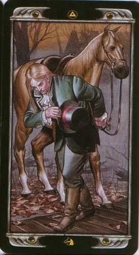 Knight of Pentacles card from the Ludy Lescot Tarot deck