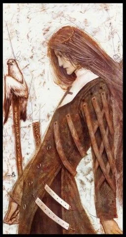 Three of Wands card from the Lunatic Tarot deck