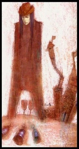 Five of Cups card from the Lunatic Tarot deck