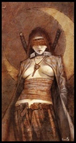 Two of Swords card from the Lunatic Tarot deck