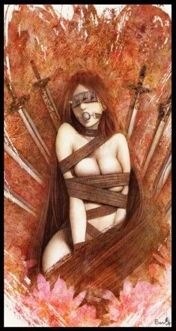 Eight of Swords card from the Lunatic Tarot deck