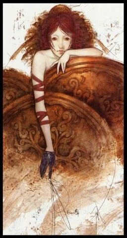 Four of Pentacles card from the Lunatic Tarot deck