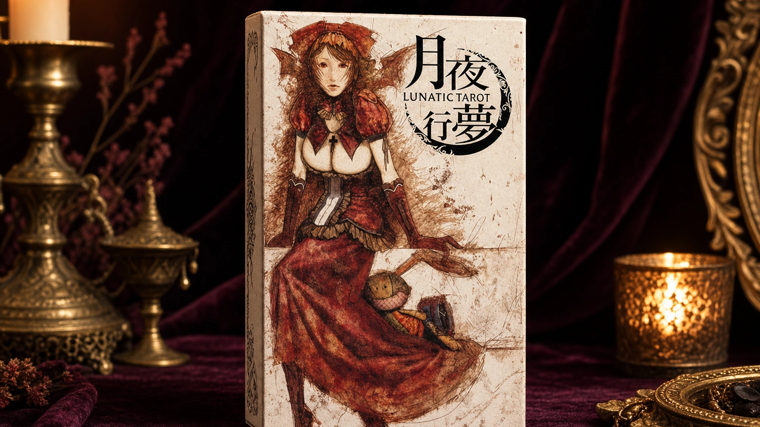Lunatic Tarot product box lifestyle image Lunatic Tarot product box lifestyle photo