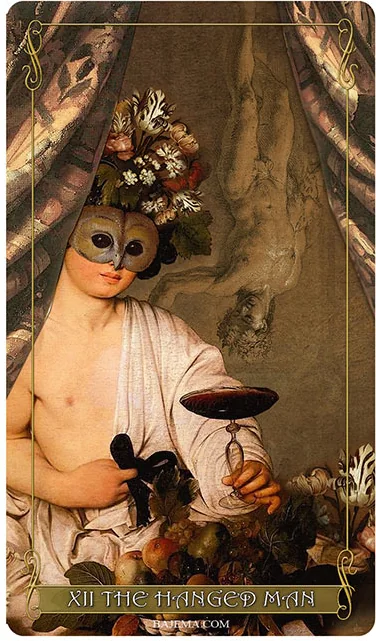 Madam Lydia Wilhelmina’s Tarot Review 3 The Hanged Man card from the Madam Lydia Wilhelmina’s Tarot deck