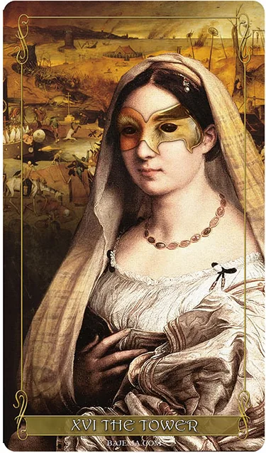 The Tower card from the Madam Lydia Wilhelmina’s Tarot deck