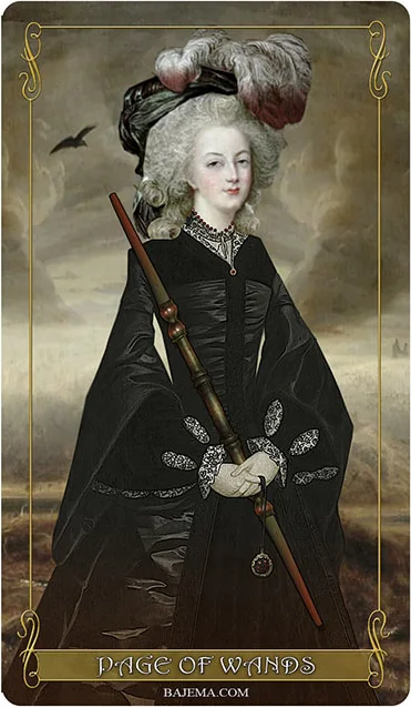 Page of Wands card from the Madam Lydia Wilhelmina’s Tarot deck