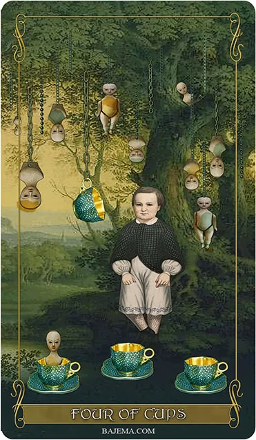 Four of Cups card from the Madam Lydia Wilhelmina’s Tarot deck