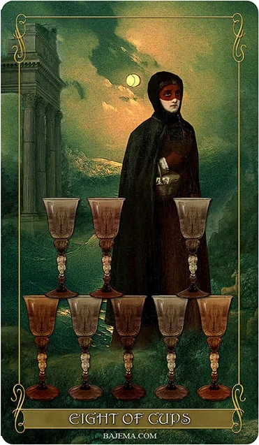 Nine of Cups card from the Madam Lydia Wilhelmina’s Tarot deck