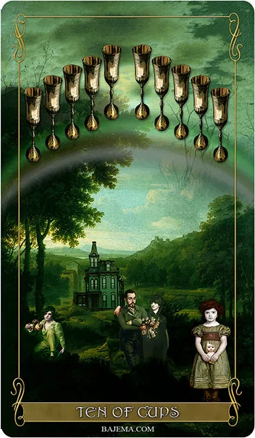 Ten of Cups card from the Madam Lydia Wilhelmina’s Tarot deck