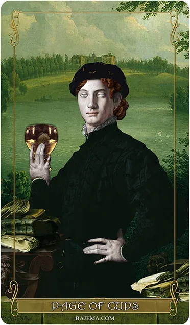 Page of Cups card from the Madam Lydia Wilhelmina’s Tarot deck