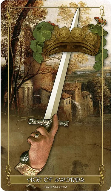 Ace of Swords card from the Madam Lydia Wilhelmina’s Tarot deck